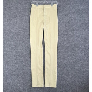 Zara Pants Womens 4 Beige Denim Straight Leg Front Slit Casual High Rise‎ Slim